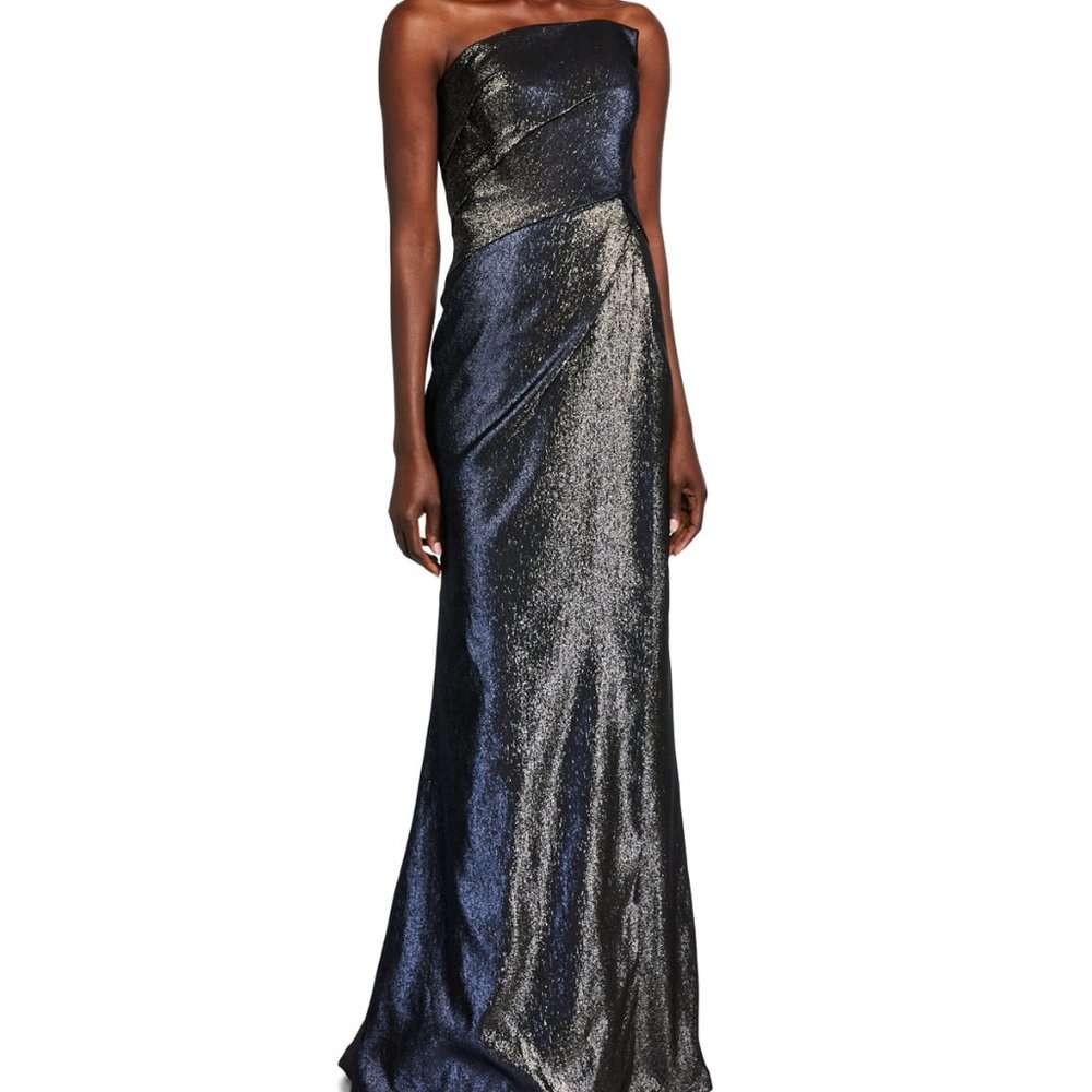 NEW Rene Ruiz Strapless Bustier Side-Draped Gown